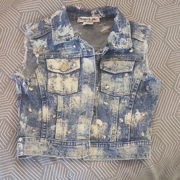 Flowers by Zoe Blue Denim Vest - Picture 1 of 5